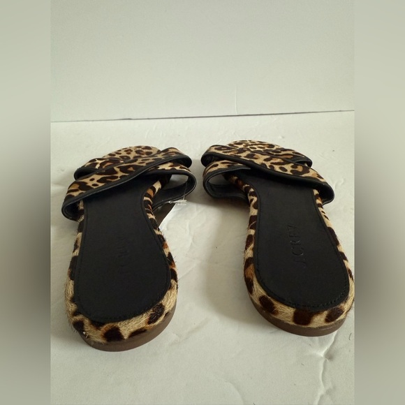 J. Crew Brown and Black Leopard print Sandals flat slides - Picture 7 of 11
